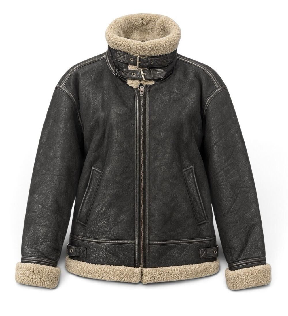 Fourteen Zero Mens M Genuine Leather Shearling B3 Aviator Bomber Pilot Jacket